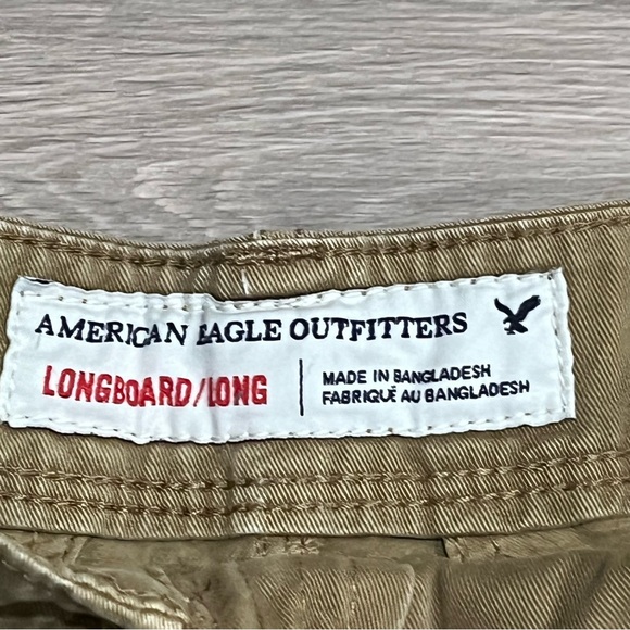 American Eagle Longboard Shorts Men's Khaki 32" waist  11" inseam Skater Street - Picture 3 of 11
